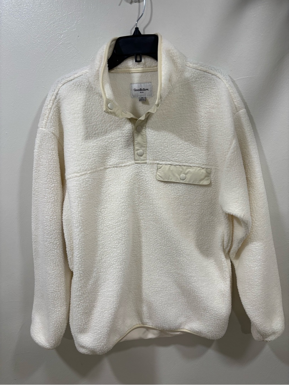 Goodfellow & Co Off-White Sherpa Snap-Front Zip-Up Sweater